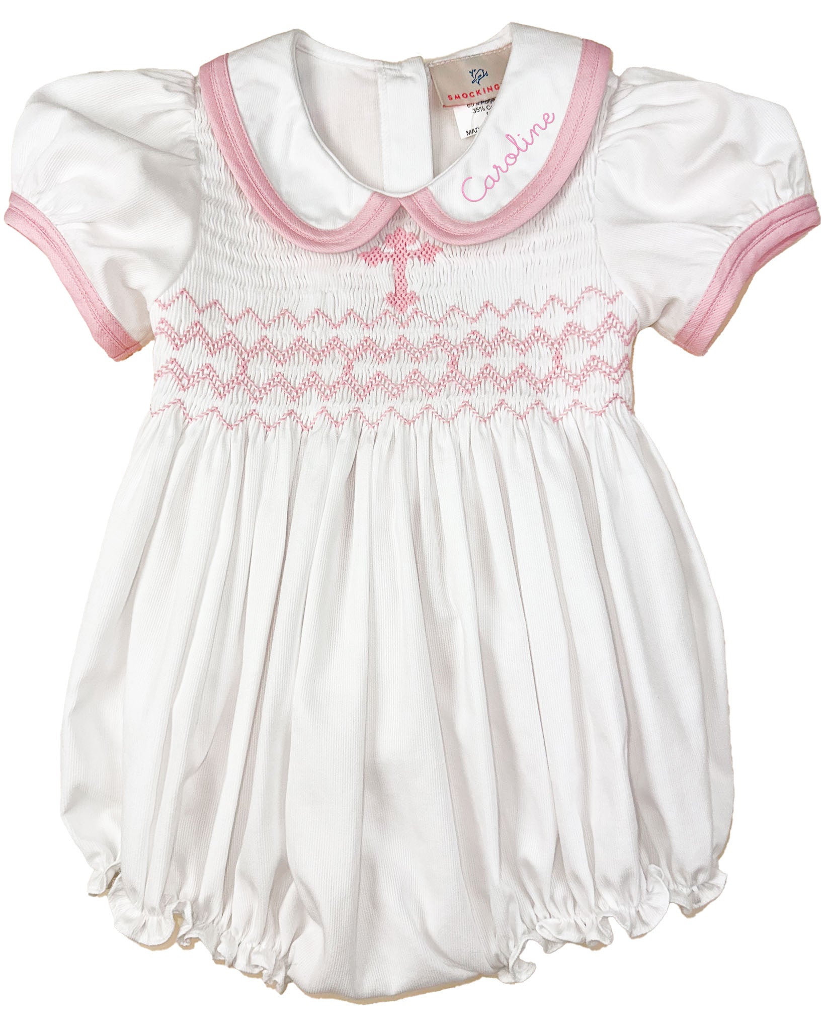 Pink Cross Smocked Bubble