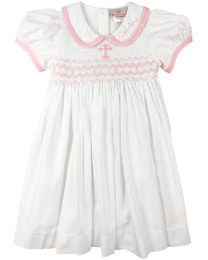 Pink Cross Smocked Dress