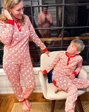 Red Striped Vintage Santa Adult Pajamas