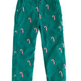 Candy Cane Embroidered Corduroy Pants
