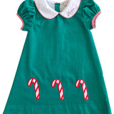Candy Cane Applique Corduroy Dress