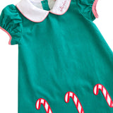 Candy Cane Applique Corduroy Dress