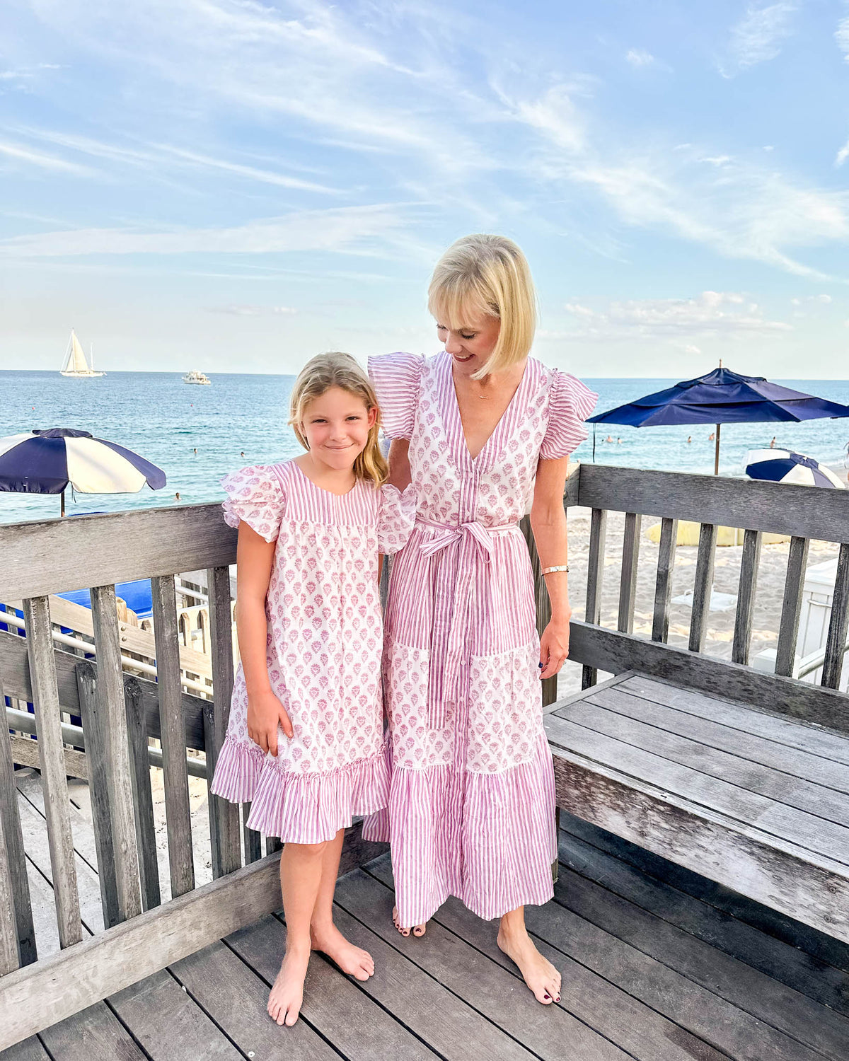 Pink Tiered Tilda Ladies Dress with Sash