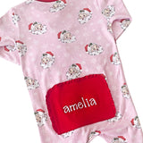Vintage Santa Pink Knit Zip Up Pajamas