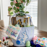 Bunny Applique Blue Seersucker Easter Basket-FINAL SALE