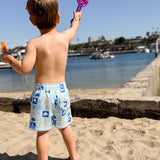 Coastal Stamps in Pastel Swim Trunks