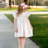 Pink Scalloped Flowers Smocked Dress