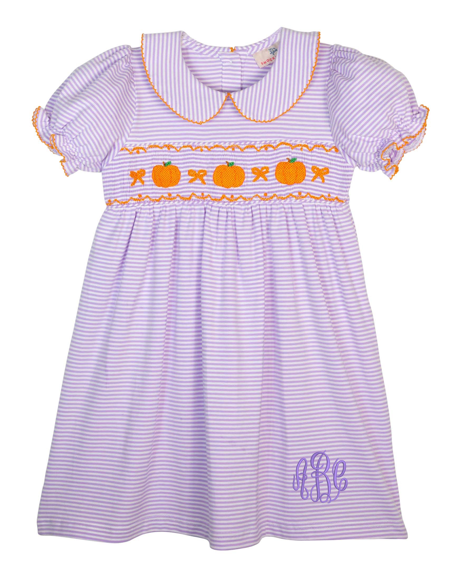 Pumpkins Smocked Purple Striped Knit Dress