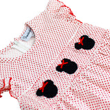 Mouse With Red Bow Smocked Polka Dot Knit Dress