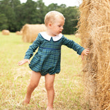Navy Tartan Plaid Boy Bubble