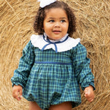 Navy Tartan Plaid Girl Bubble