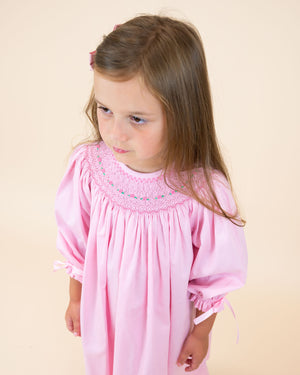 Baby Pink Smocked Bishop Dress