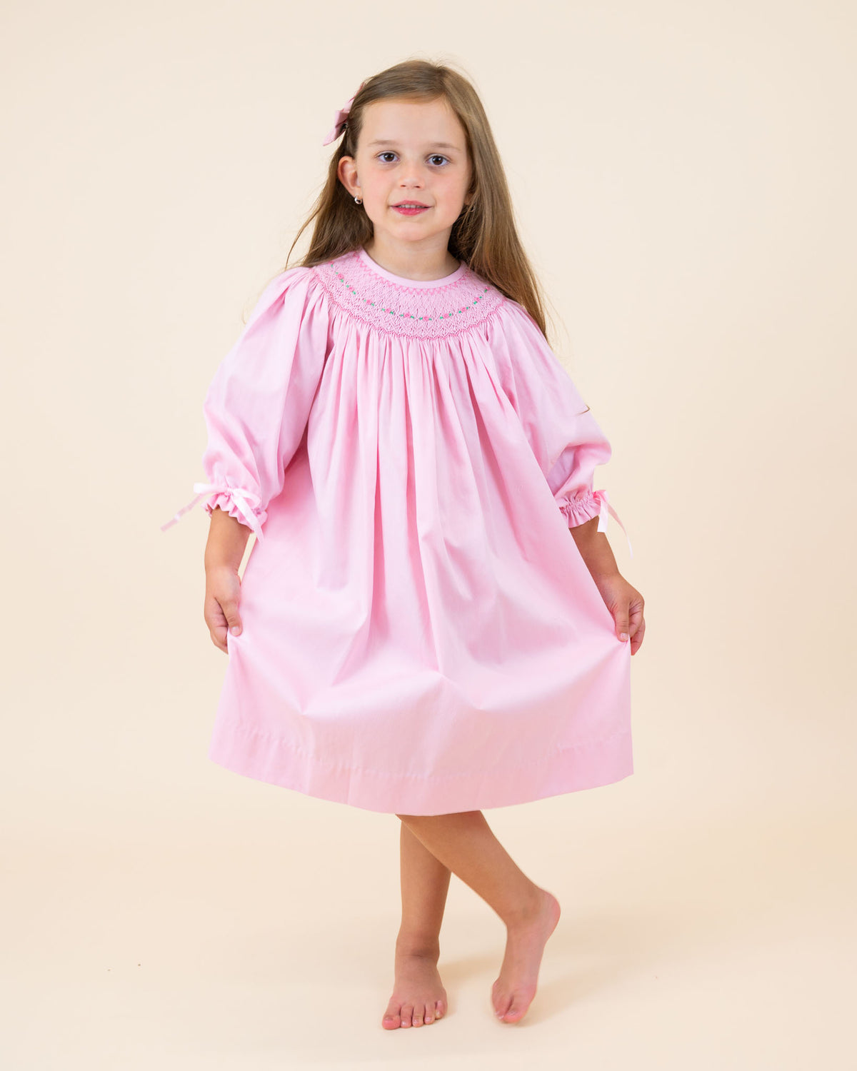 Baby Pink Smocked Bishop Dress