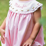 Rosebud Yoke Collar Pink Gingham Bubble