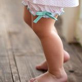 Pink Polka Dot Knit Bloomer Set with Mint Collar