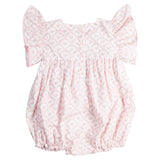 Pink Scalloped Flowers Smocked Bubble