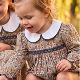 William Morris Smocked Bird Print Dress