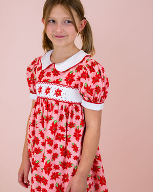 Poinsettia Smocked Dress