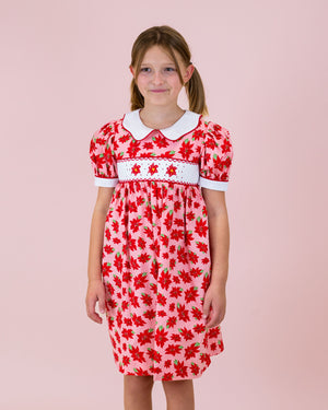 Poinsettia Smocked Dress