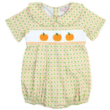 Pumpkin Smocked Plaid Boy Bubble