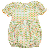 Pumpkin Smocked Plaid Girl Bubble
