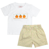 Pumpkin Smocked Plaid Shorts Set