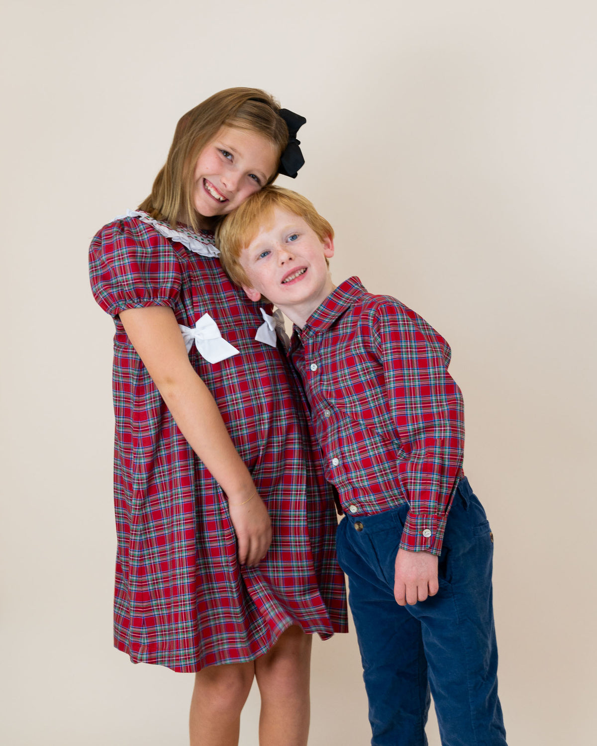 Red Tartan Plaid Smocked Ruffle Collar Dress