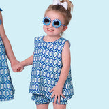 Blue Ikat Bloomer Set