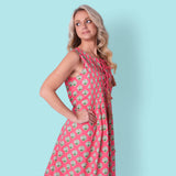 Pink and Green Shell Print Ladies Dress