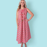 Pink and Green Shell Print Ladies Dress