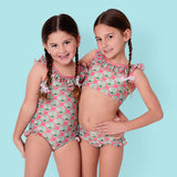 Pink and Green Shell Print One Piece