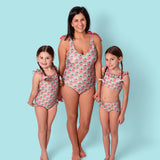 Pink and Green Shell Print Ladies One Piece