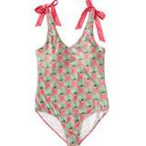 Pink and Green Shell Print Ladies One Piece