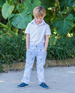 Bunnies and Carrots Embroidered Seersucker Pants