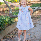 Bunnies and Carrots Embroidered Seersucker Dress-FINAL SALE