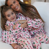 Cowboy Christmas Pink Stripe Ladies Pajamas