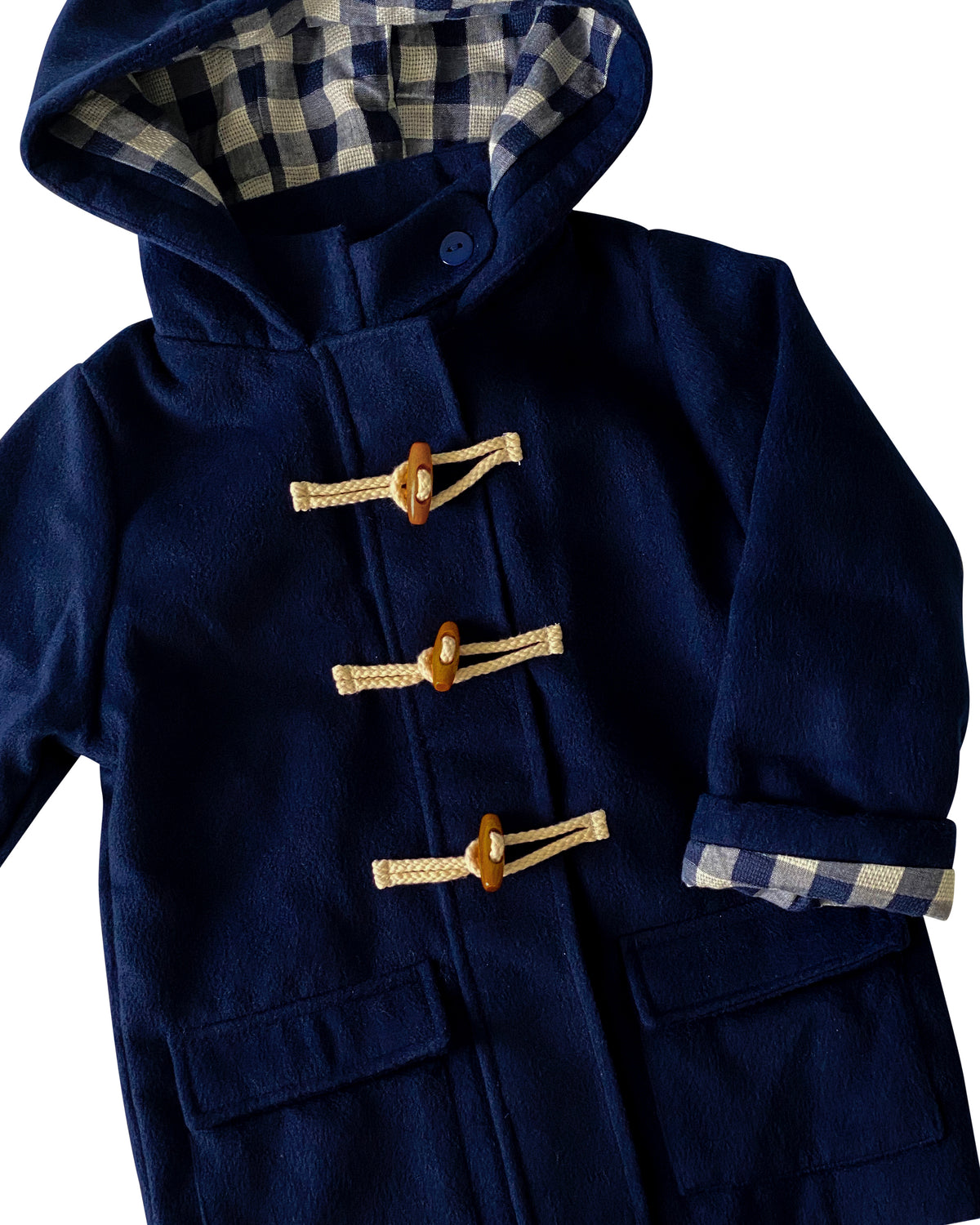 Navy Hooded Coat with Toggle Buttons