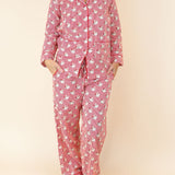 Red Striped Vintage Santa Button Down Ladies Pajama Set- FINAL SALE