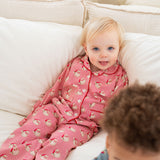 Red Striped Vintage Santa Button Down Pajama Set