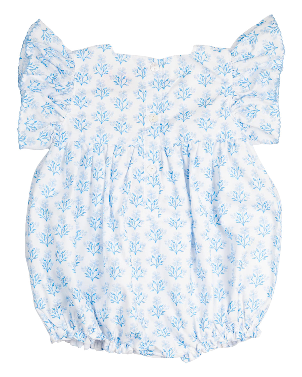 Blue Floral Smocked Bubble