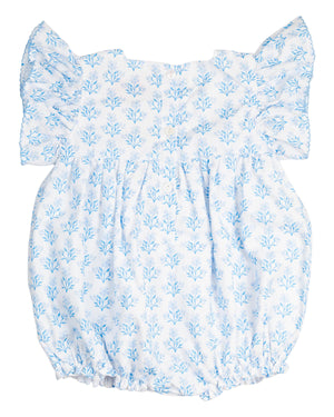 Blue Floral Smocked Bubble