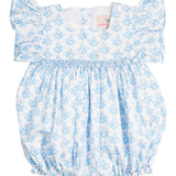 Blue Floral Smocked Bubble