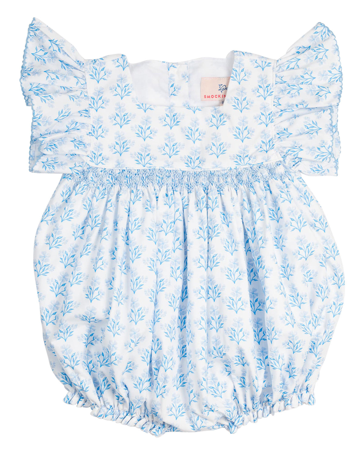 Blue Floral Smocked Bubble