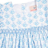 Blue Floral Smocked Bubble