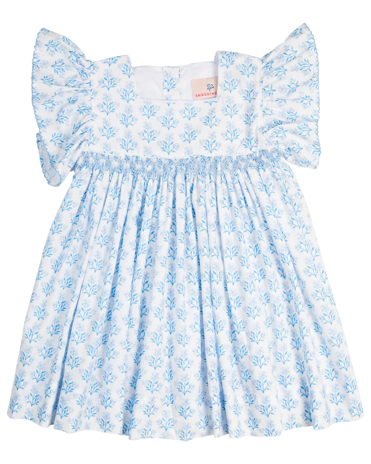 Blue Floral Smocked Dress