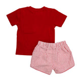 Crayon Pocket Red Seersucker Boy Shorts Set