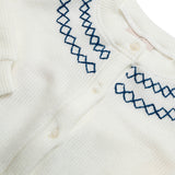 Hand Embroidered Cardigan in White