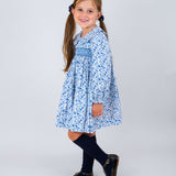 Winter Blue Floral Smocked Dress