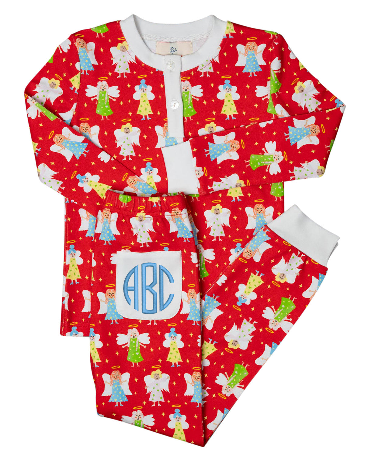 Christmas Angels Red Knit Pajama Set