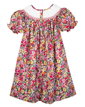 Apples Smocked Fall Floral Dress